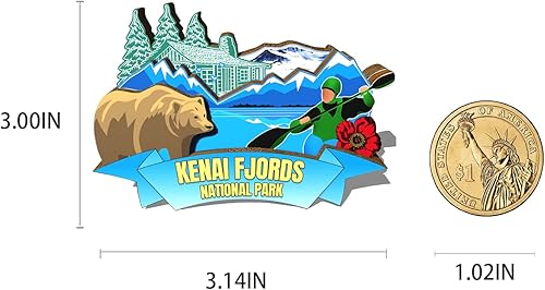 Miniatura 3 de Imán del Parque Nacional de los Fiordos Kenai de Estados Unidos, imán de nevera, monumentos de madera 3D, recuerdos coleccionables de viaje,