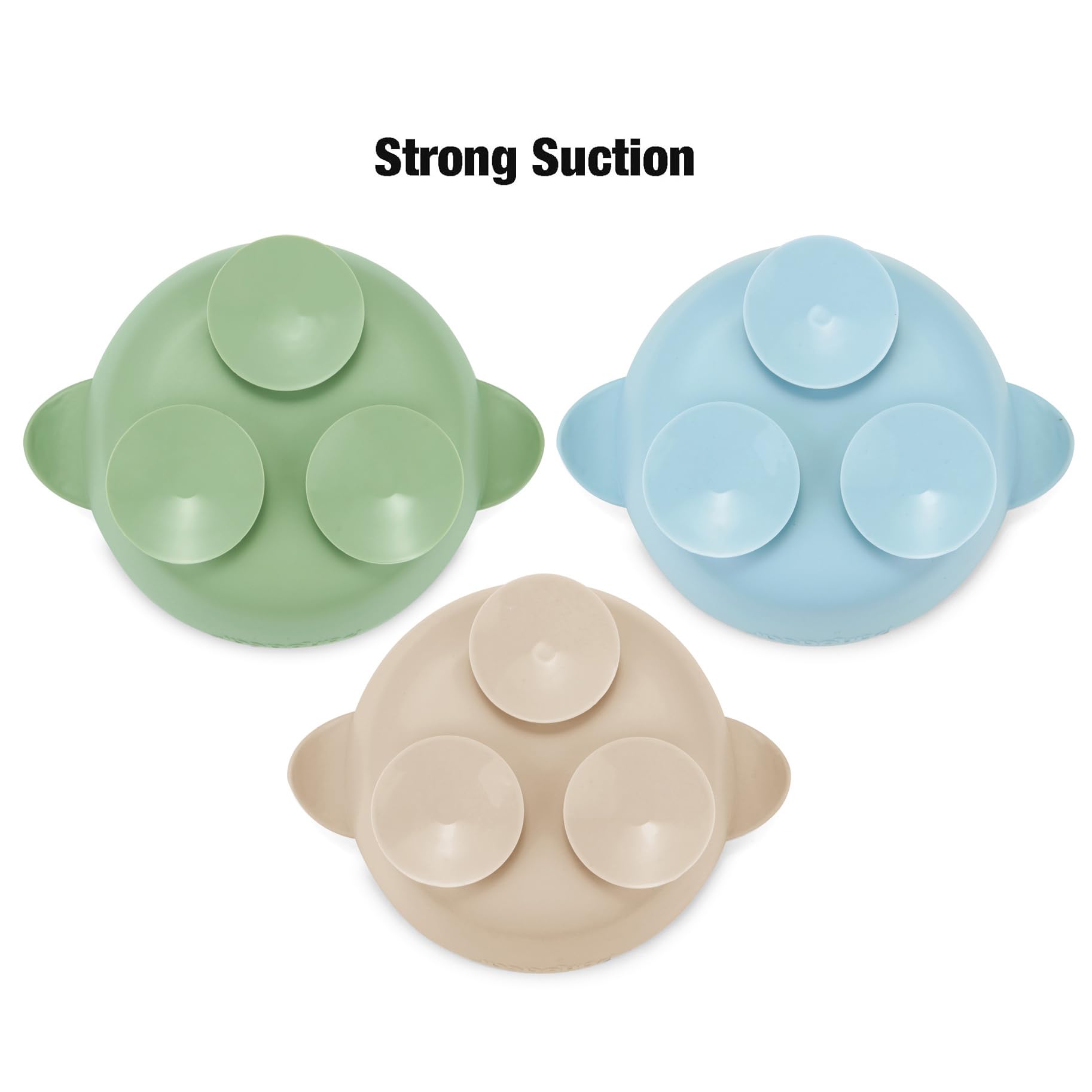 PandaEar Set da 3 Ciotole per Bambini in Acciaio Inox con Ventosa, Ciotola Antiscivolo con Rivestimento in Silicone per Neonati, Bambini e Toddlini, Infrangibile e Senza Disordine (Blu)
