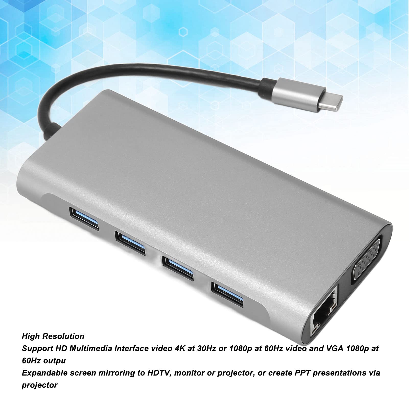 Docking Station per Laptop USB C, Adattatore Multiporta Hub USB C 11 in 1 con HDMI 4K, PD da 87 W, Ethernet 100 Mbps, USB 3.0 da 5 Gbps, 3 USB 2.0, SD/TF, AUX da 3,5 Mm, per