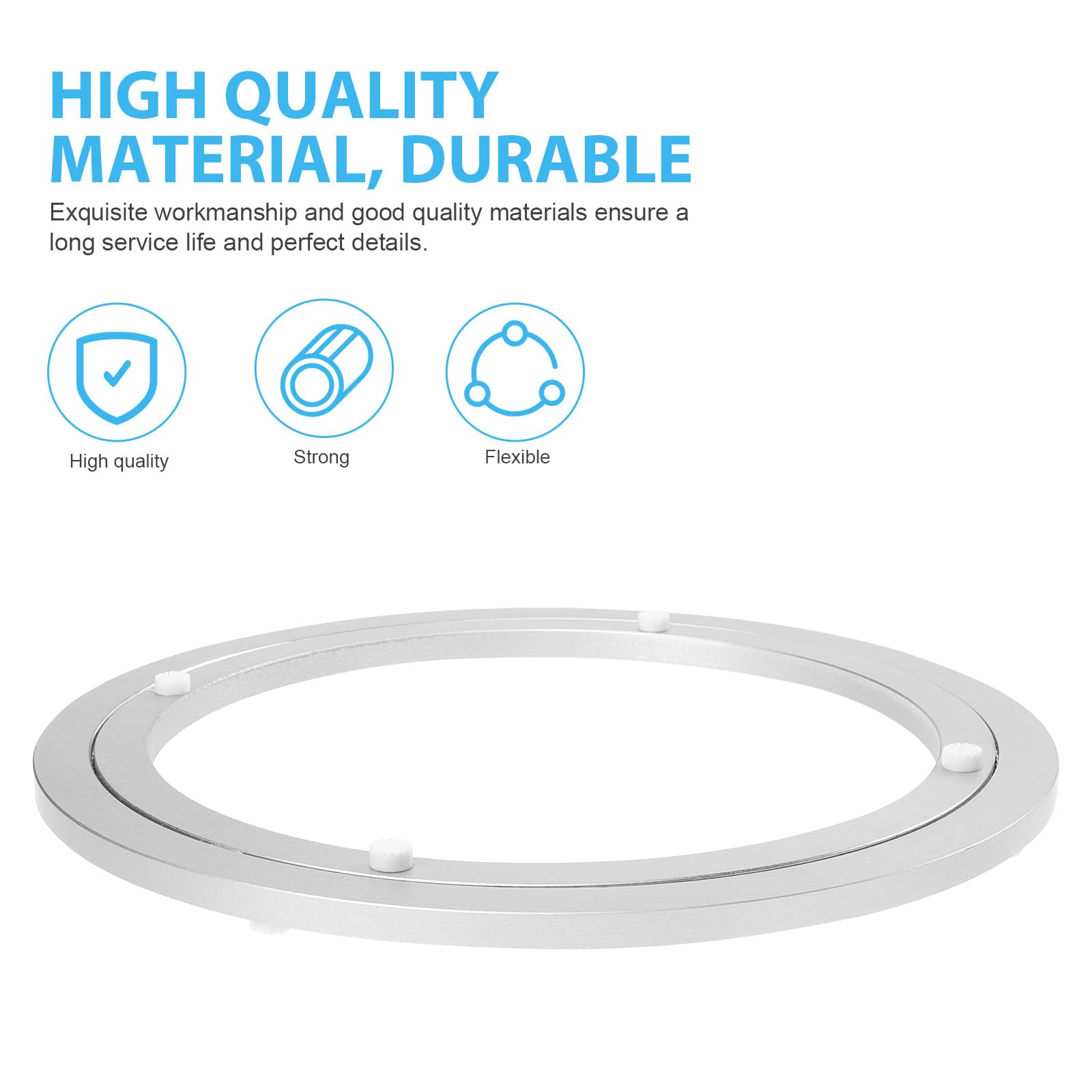 Gatuida Rodamiento Giratorio de Aleación de Aluminio Plateado de 10 Pulgadas (250 X 8,5 Mm) para Mesa de Comedor, Base Giratoria de 360 Grados, Accesorio para Bandeja Giratoria Doméstica,