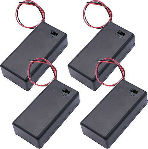 TWTADE 10 interruptores basculantes cuadrados de pestillo de encendidoapagado 2 pines con cables + 4 soportes de batería con interruptor de