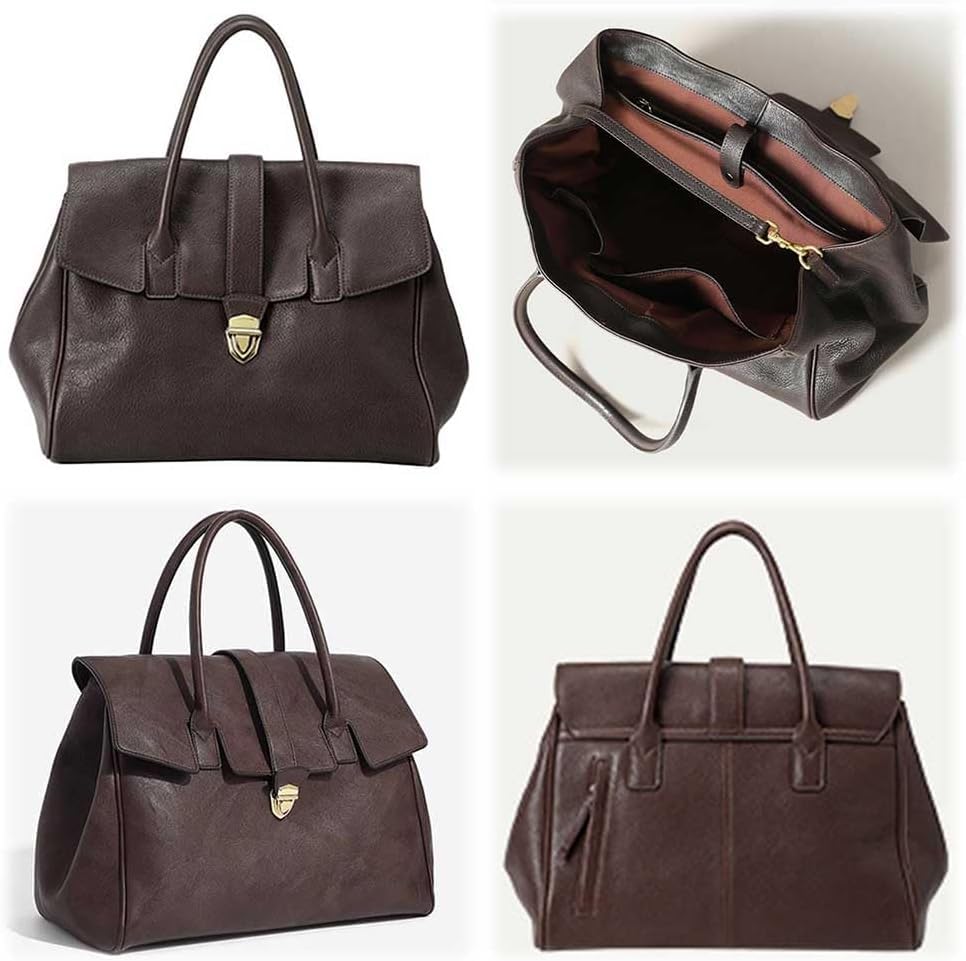 Image of Luxury Designer Messenger Clutch Genuine Leather Handbag for Women Soft Leather Large Capacity Work Tote Bag