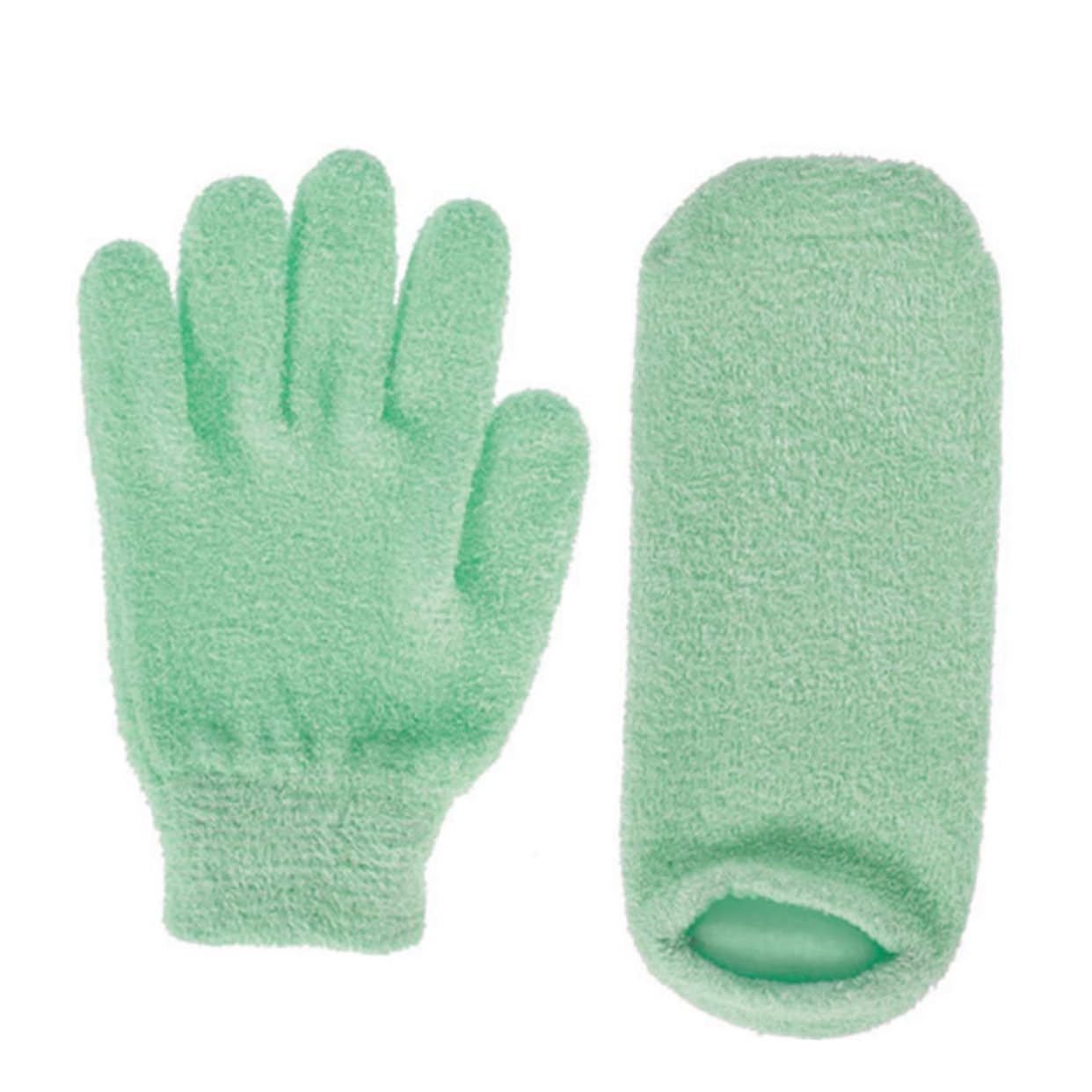 Mikinona Guantes Exfoliantes de Gel Hidratante Material de Tela y Gel 2 Pares para Cuidado de Manos y Pies Ideales para Spa y Cuidado en Casa