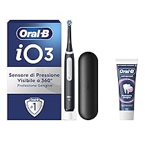 Oral-B Spazzolino Elettrico Ricaricabile iO 3 Nero, 1 Spazzolino Elettrico, 1 Testina Di Ricambio, Custodia Da Viaggio + Dentifricio Oral-B Advanced Protezione Gengive, Pulizia Denti Efficace