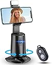 Auto Face Tracking Tripod 360° Rotating Cell Phone Photo and Video Kits Stand, No App, Camera Stand with Remote and Gesture Control, Rechargeable Smart Shooting Stand for Live Recording Tiktok（Black）