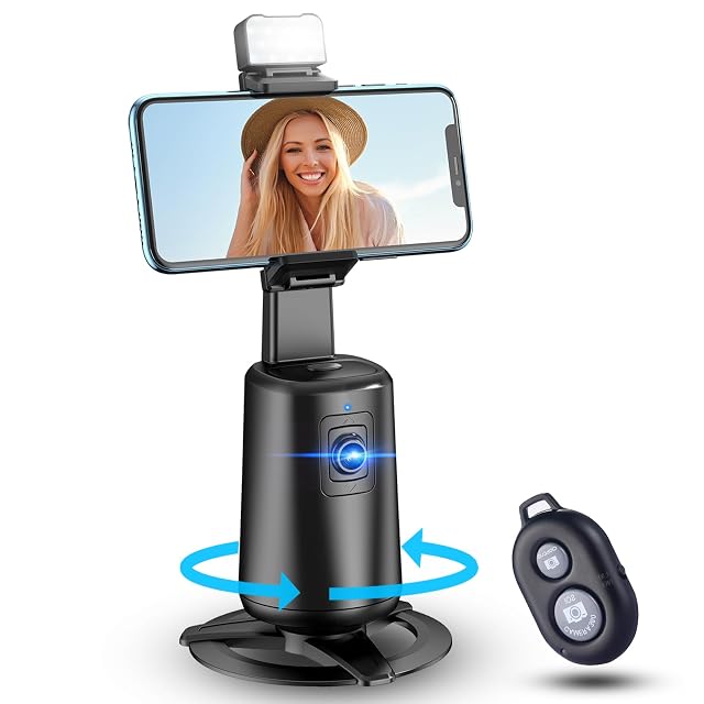 Auto Face Tracking Tripod 360 Rotating Cell Phone Photo and Video Kits Stand No App Camera Stand with