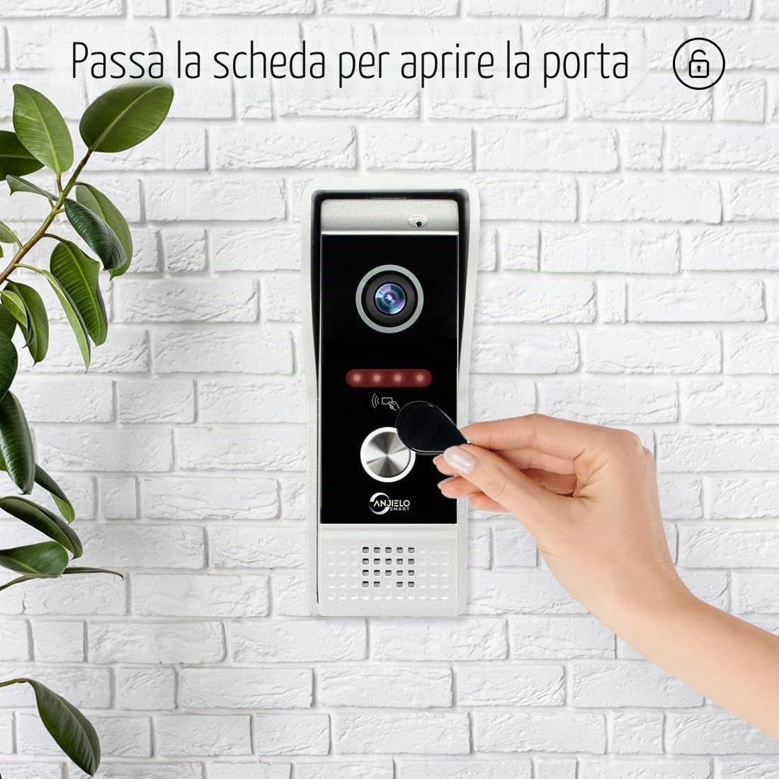 Connessione a 4 fili Videocitofono (cablato), videocitofono 1080p con display touchscreen da 10 pollici, supporto per il rilevamento del movimento, opzioni di sblocco multiple, 3 display interni
