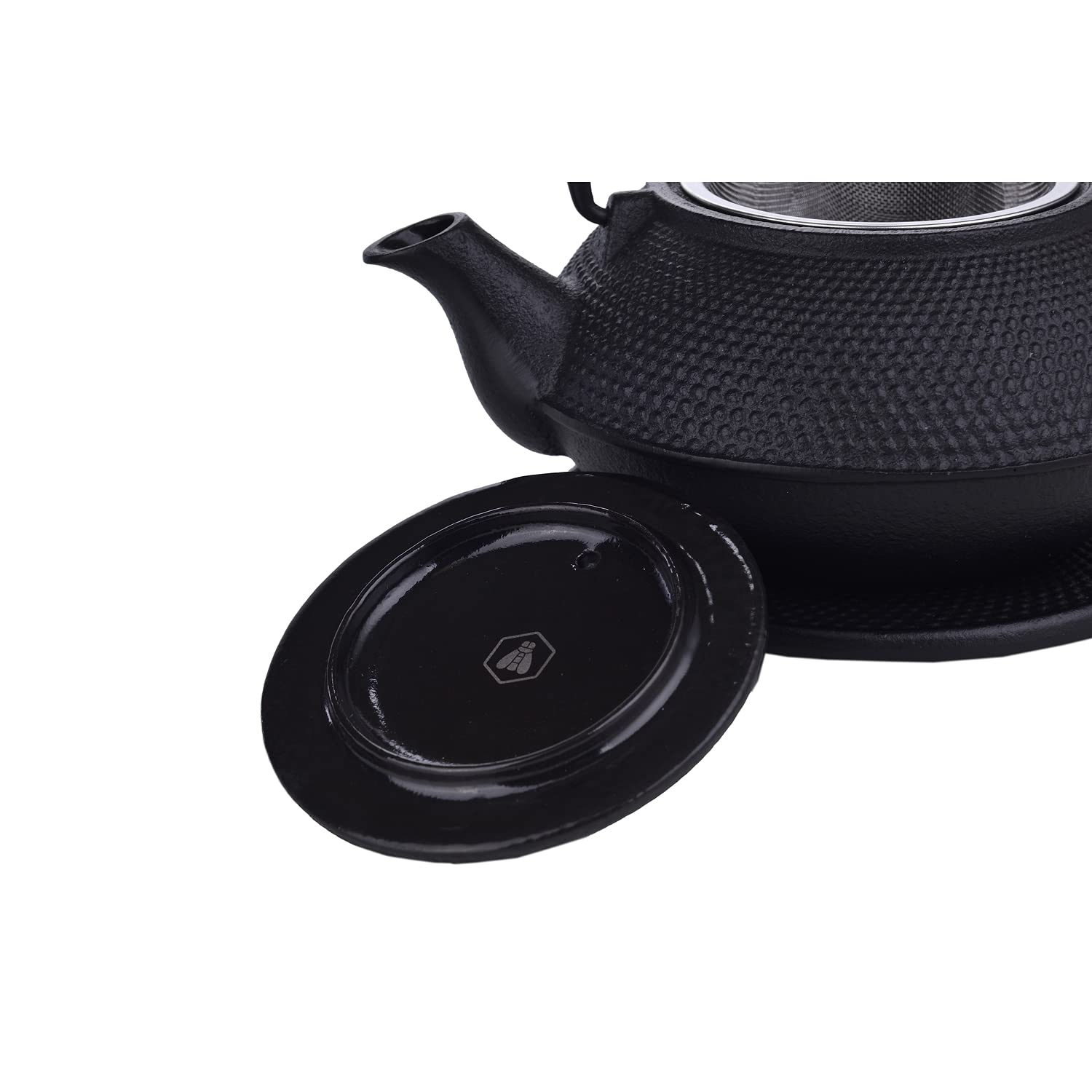 LAGUIOLE - LAGUIOLE Tetera de Hierro Fundido, Interior Esmaltado Negro, Infusor, Juego de Tetera de Hierro Tradicional, Bandeja de Hierro Fundido y 2 Tazas de Té Japonés, Negro, 800ml