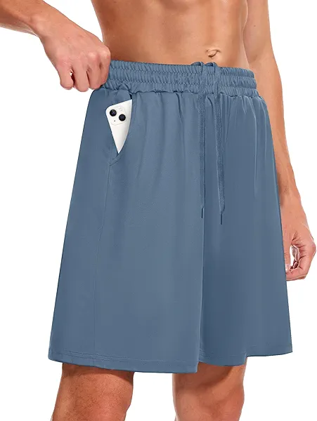 BOOJO Men's Athletic Gym Shorts - Quick Dry Black Casual Basketball Shorts with Pockets for Running Workout Activewear