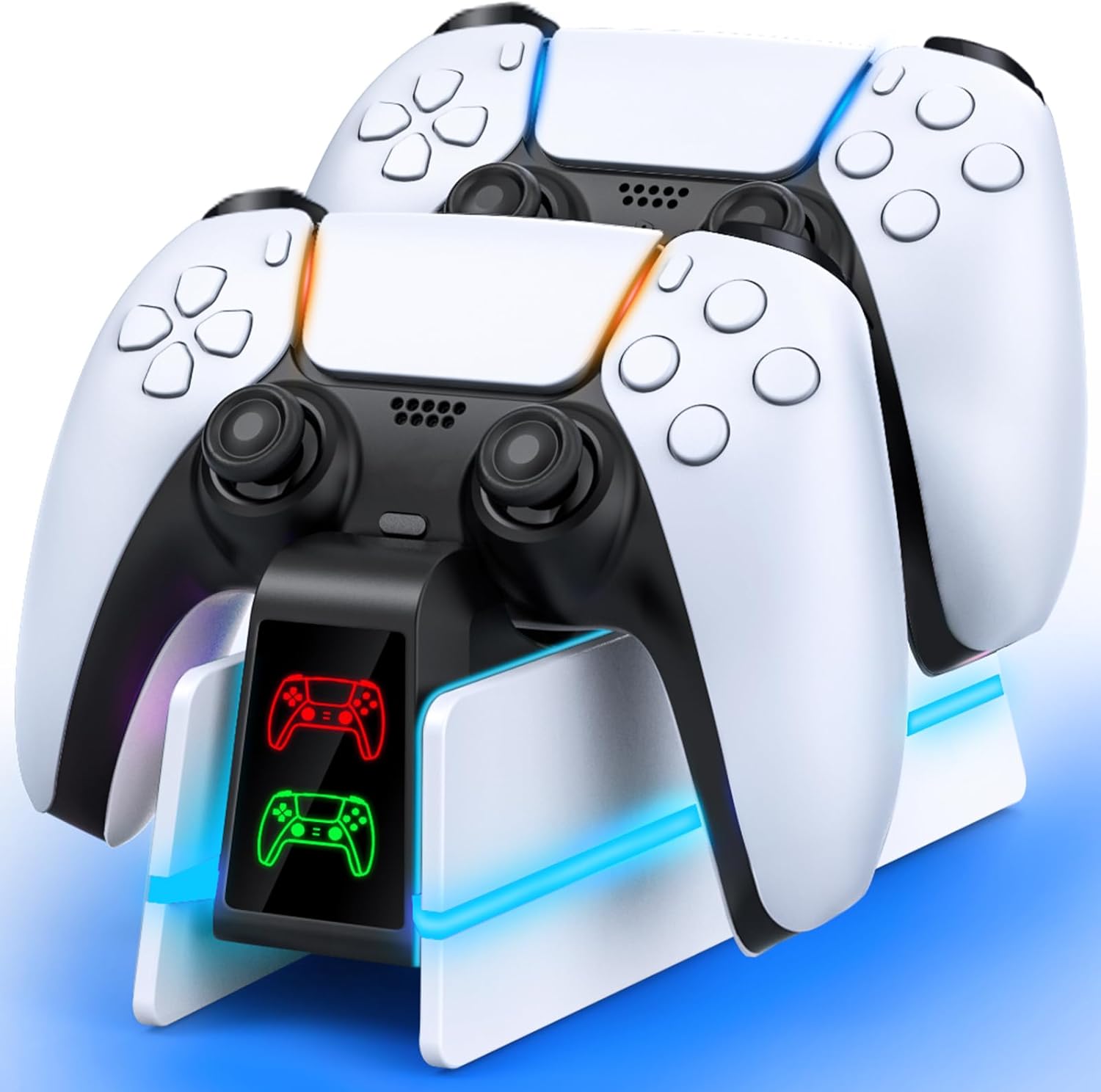 PS5 Controller Charger for PlayStation 5 Dualsense Edge - 9 Colors LED PS5 Charging Station for PlayStation 5 Controller Charger, Charging Dock and Holder Stand for PS5/Slim/Pro Remote Accessories