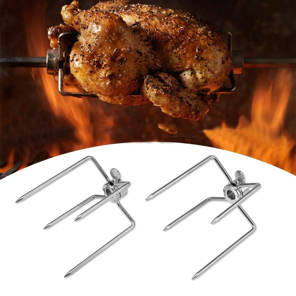 2pièces Fourchette Tourne Broche, Pour Broche à Rôtir En Plein Air Pinces à Viande pour Poulet, shish Kebab Multifonctionnel Fourchettes à Viande, Accessoires de Gril