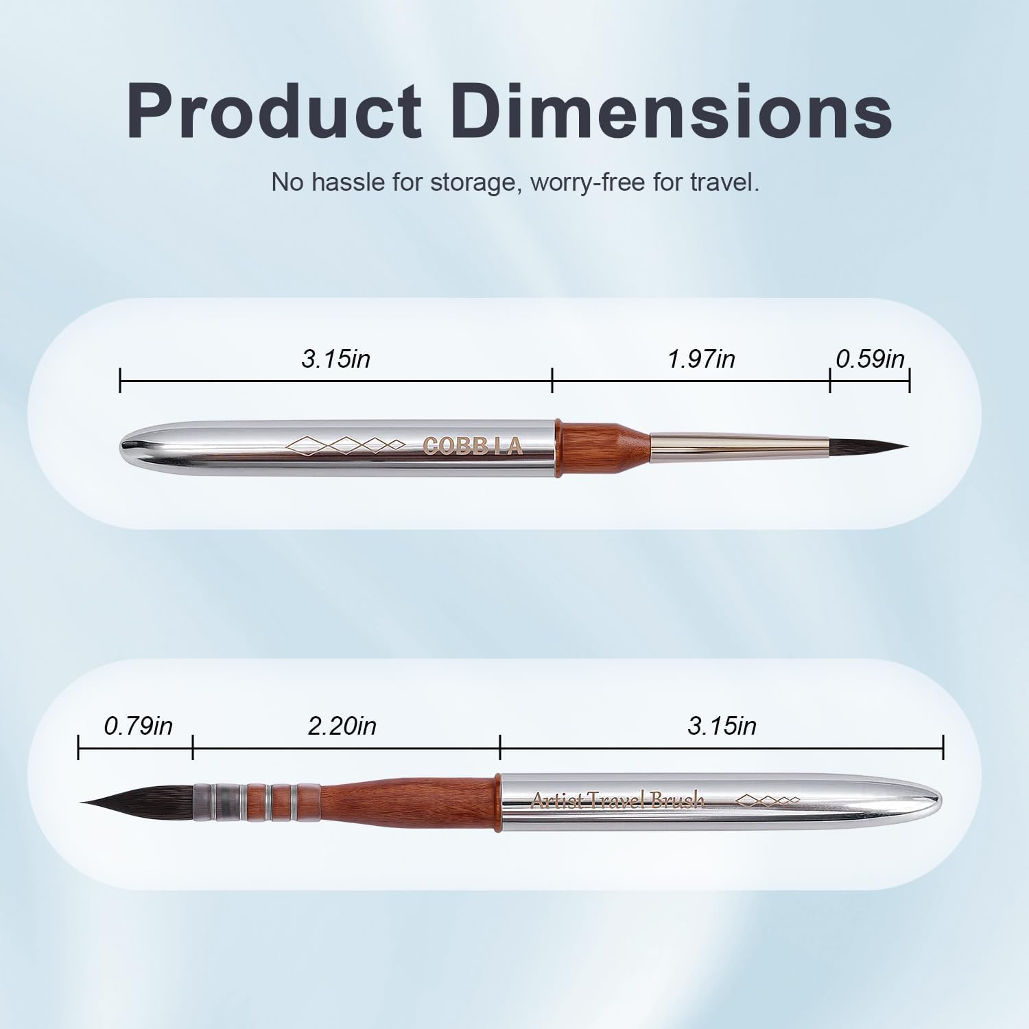 Professional Travel Watercolor Brush Set - Squirrel Hair Mop Paintbrushes for Artists, Portable Art Supplies for Water Color Painting