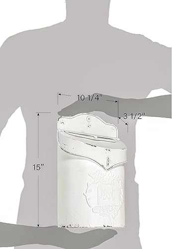 Miniatura 5 de Red Co. Buzón decorativo de metal envejecido de 10.5 x 15 pulgadas, para montaje en pared, color blanco