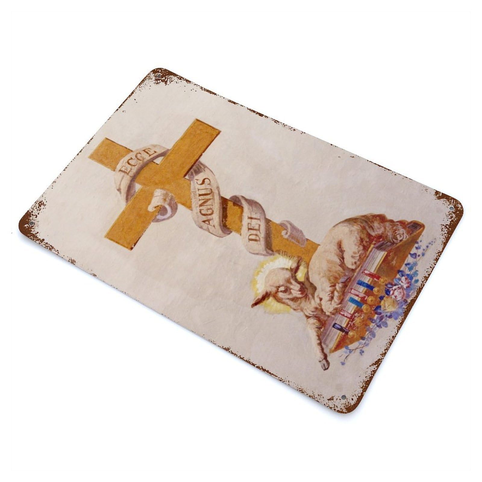Lamb of God Rusty Metal Tin Sign 11.8"x7.9", Ideal for Shed, Workshop And Garage Wall Decor