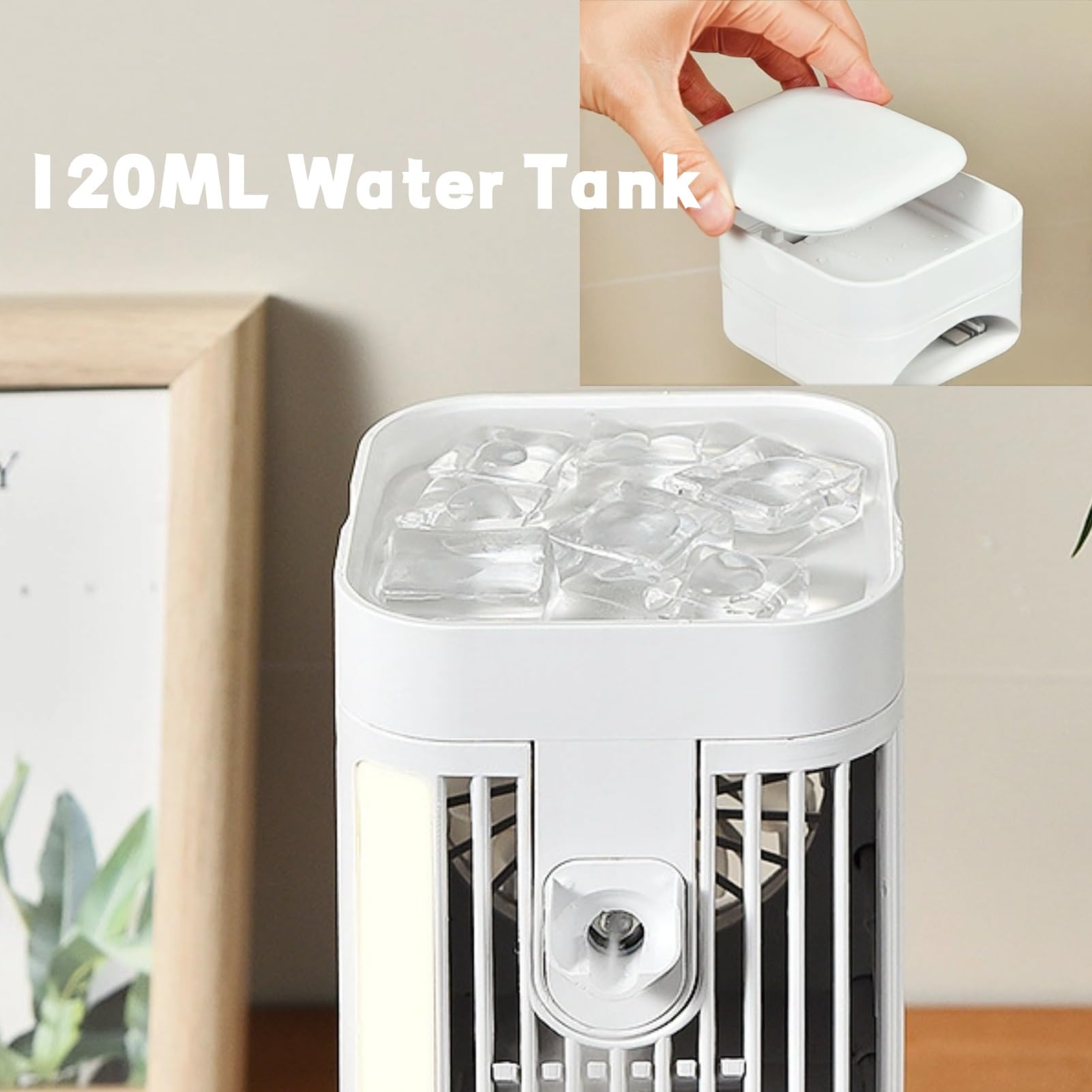 Przenośne Klimatyzatory, ładowarka Powietrza 1200 MAh dla źródeł Zasilania Wsparcia USB, AC z Dużym Zbiornikiem na wodę 120 Ml do Biura, Salonu, Kempingu
