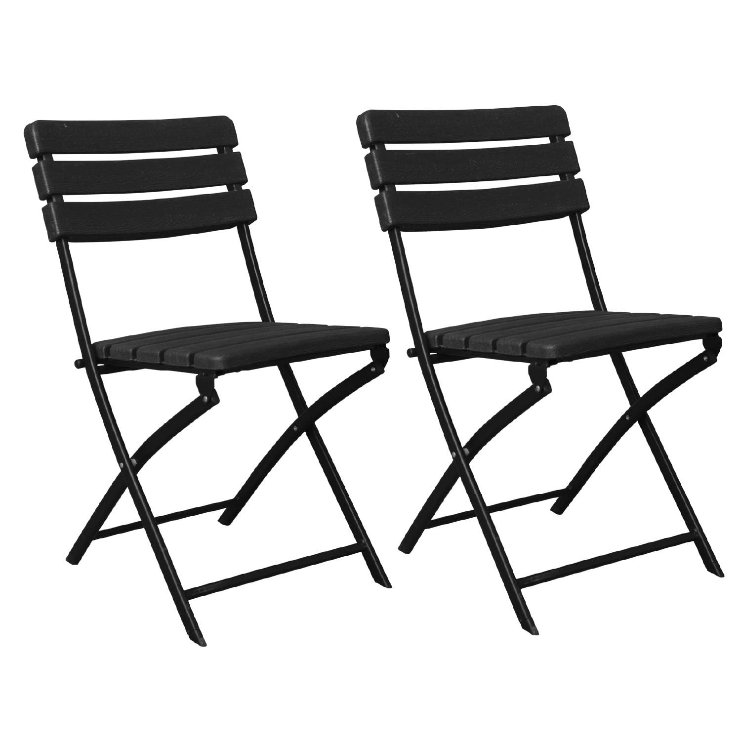 7H SEVEN HOUSE Pack 2 Sillas Plegables Efecto Madera Negro 55x46x81cm 7house