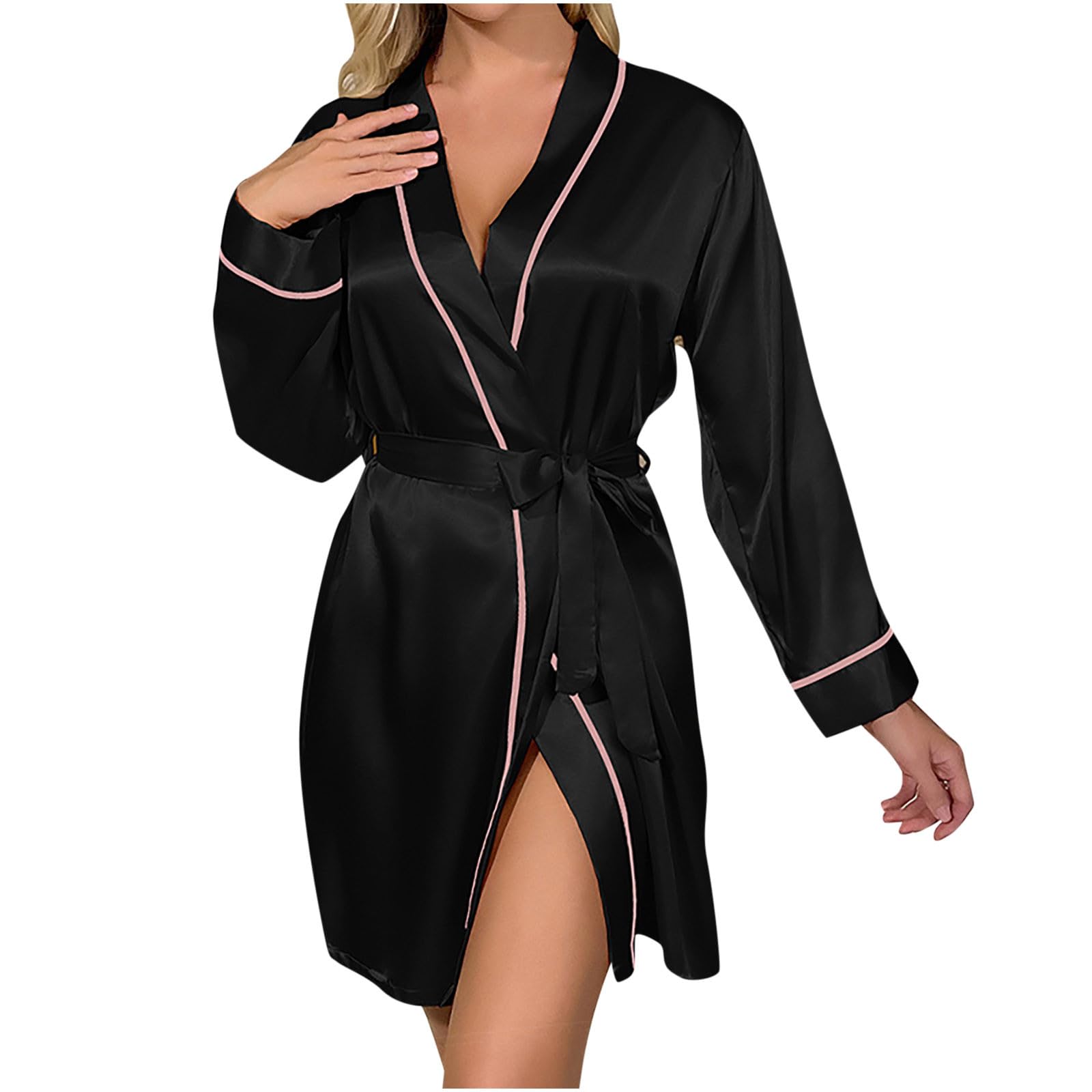 Robes for Women Short Satin Bathrobe Bridal Bridesmaids Robe Long Sleeve Lingerie Nightwear Wedding Party Loungewear