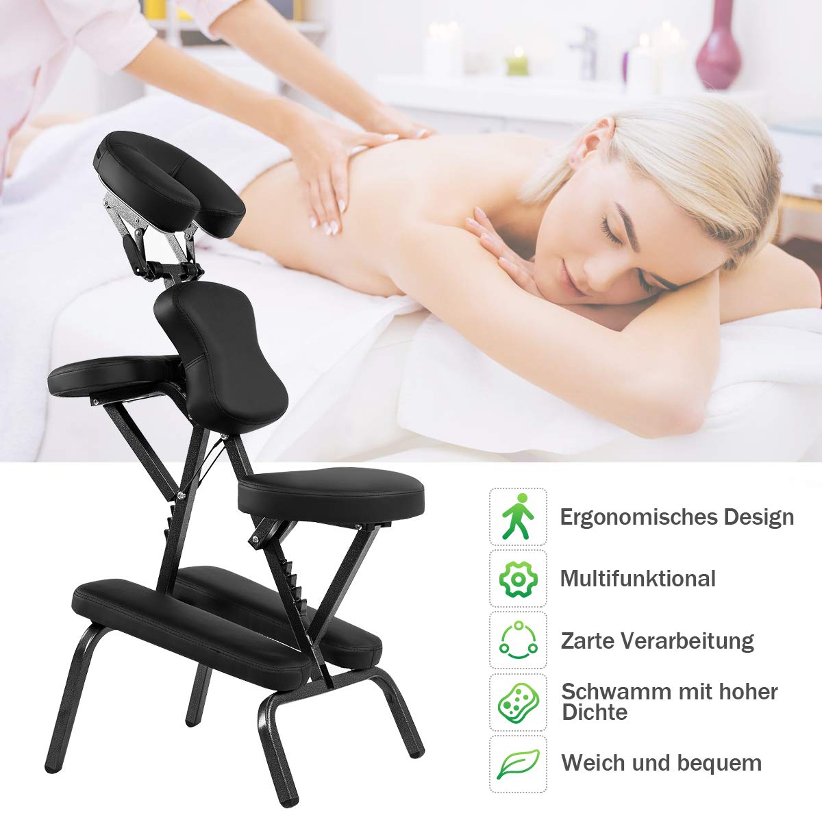 COSTWAY Massagestuhl klappbar höhenverstellbar tragbar mit Tragetasche
