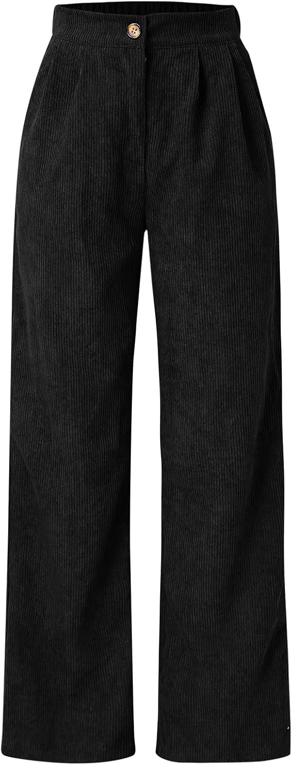 Loose Western Wide Leg Sweatpants Casual Women's Joggers Solid High Waisted Corduroy Joggers Women Activewear Comfy