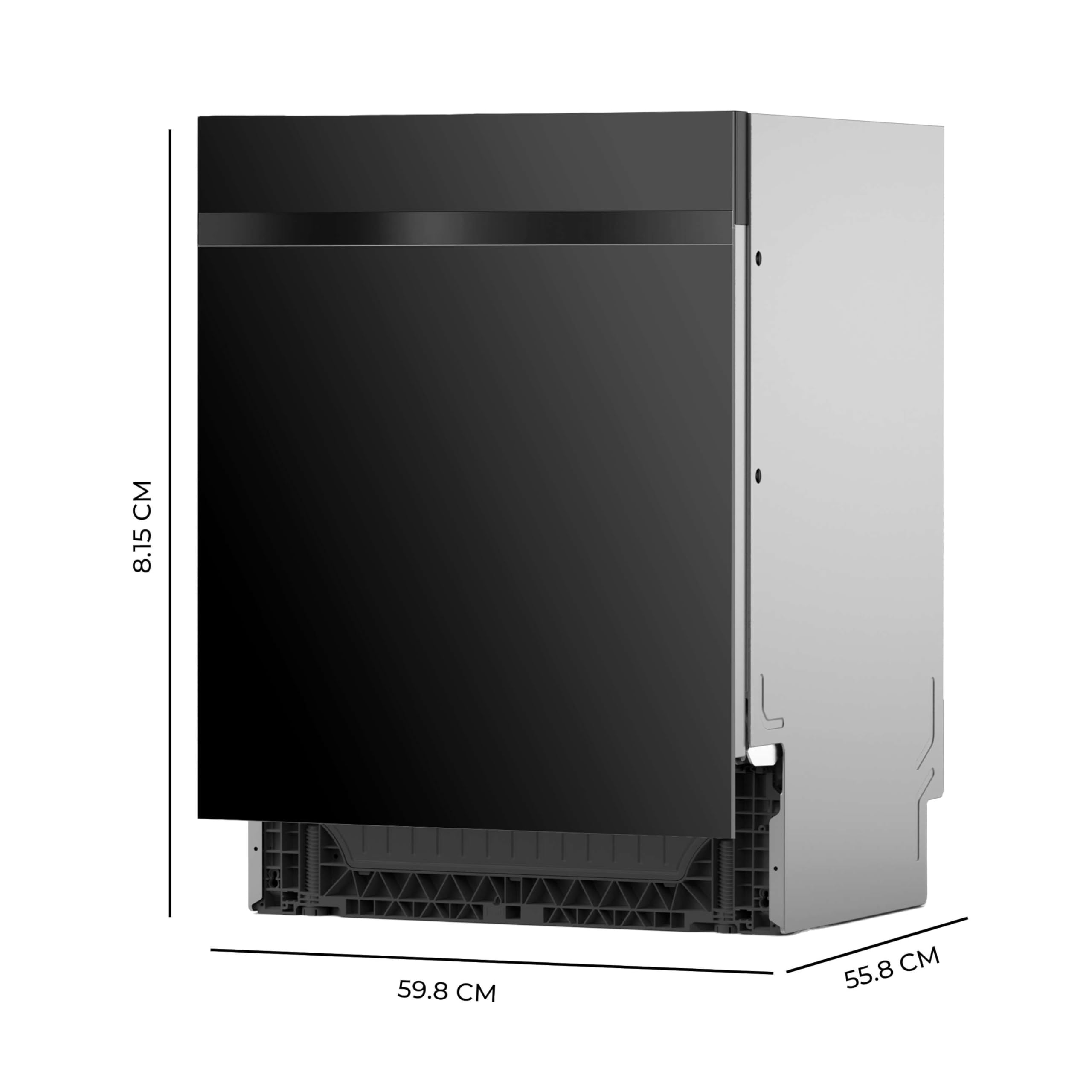 Cecotec Lavavajillas Integrable 60cm Bolero Aguazero 6320 Full-BI Black Glass D. 1900W, 15 Cubiertos, 8 Programas, Pantalla FullColor, Smart Wash, Turbo Dry+, AutoClean, Dual Zone Wash