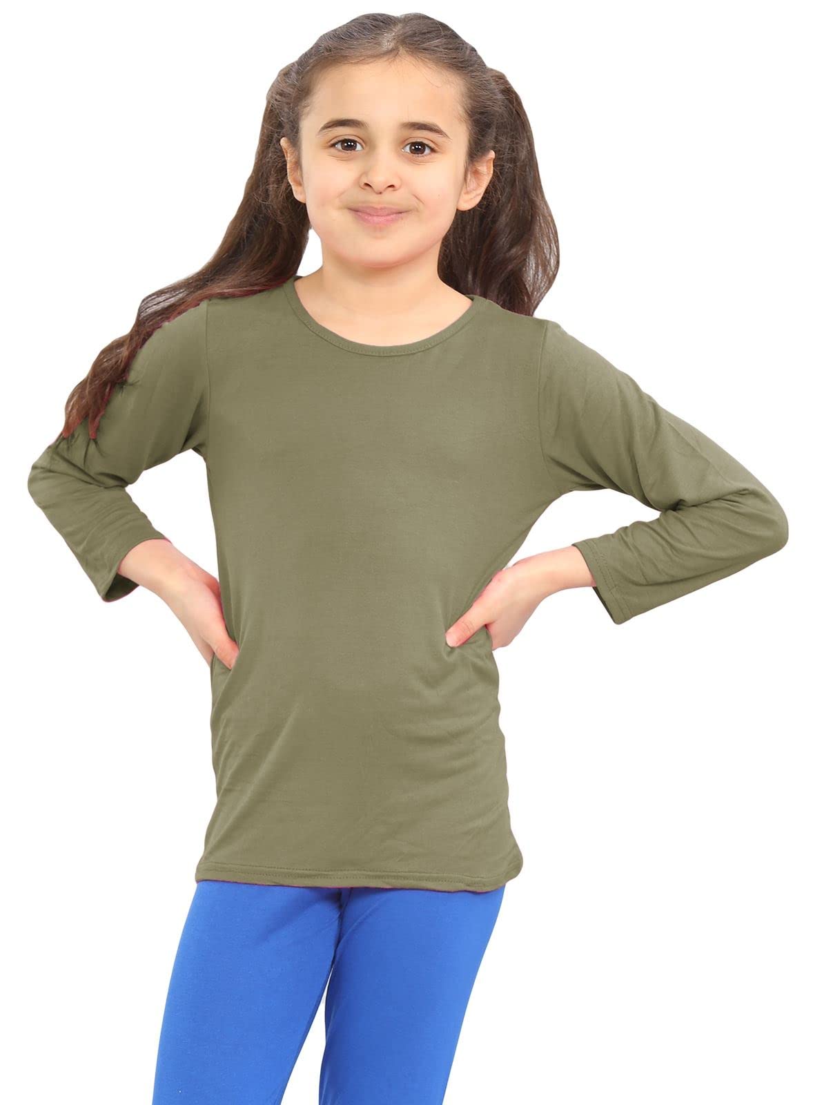Kids Long Sleeve School T-Shirt, Plain Round Neck Stretchy Girls Long Sleeve Tops, Casual and Comfortable Kids T Shirts - Boys and Girls School Shirts