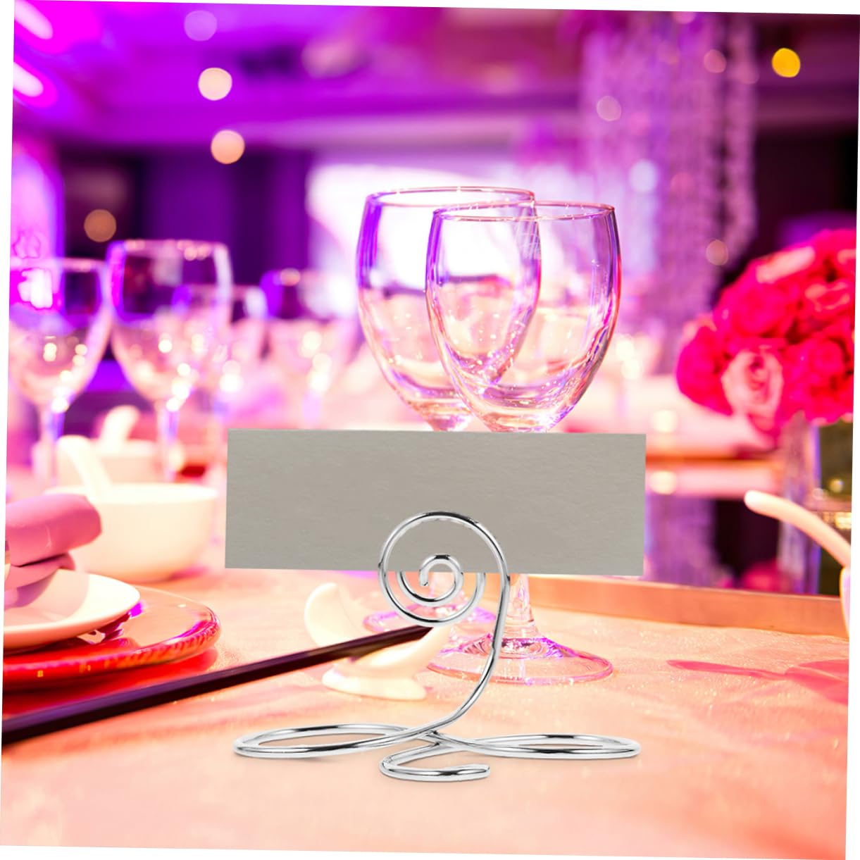 Porta Tarjetas de Lugar 24 Piezas de Metal Plata para Mesa