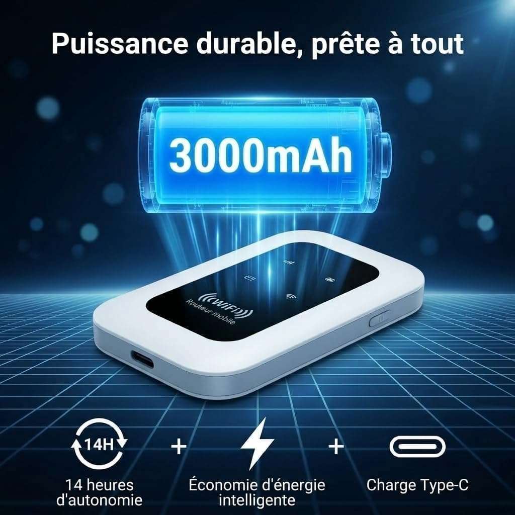 Routeur 5G Portable WiFi 6 avec Slot SIM Déverrouillé – Modem 5G Carte SIM, Internet Mobile Haut Débit 5G/4G+, Jusqu’à 28 Appareils, Idéal Voyage & Télétravail