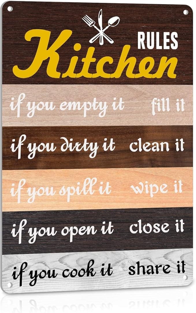 NWPNLXEA Vintage Farmhouse Kitchen Decor Metal Tin Sign with Humorous Saying Rustic Dining Room Wall-Art 8 X 12 in