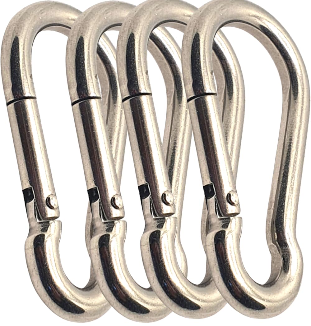 Spring Snap Hook 316 Marine Grade Stainless Steel Carabiner Clip, Heavy Duty Locking Snap for Camping Fishing, Hiking