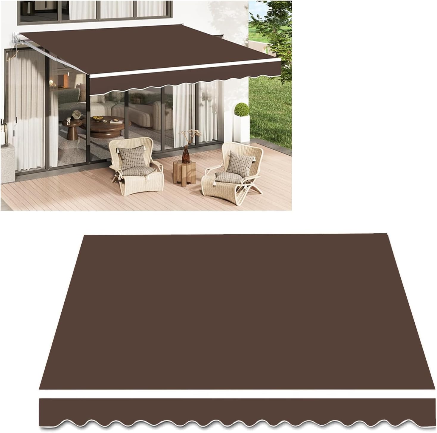 Water-Resistant Polyester Replacement Canvas for Awnings, Deck, Balcony, Yard, Ou, Retractable Patio Awning Replacement Fabric (Fabric Only), UV-Resistant, Window Door Sunshade Shelter Canvas(6x2.5m(2