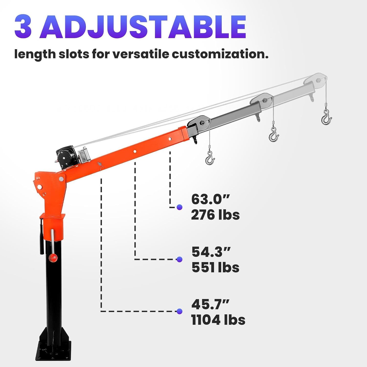 1100 LBS Capacity Hitch Crane, 360° Truck Crane, Truck Bed Crane with 3500LBS Winch, Pickup Truck Crane for Pickup Mounting - Construction, Farming, Industrial Lifting Solution