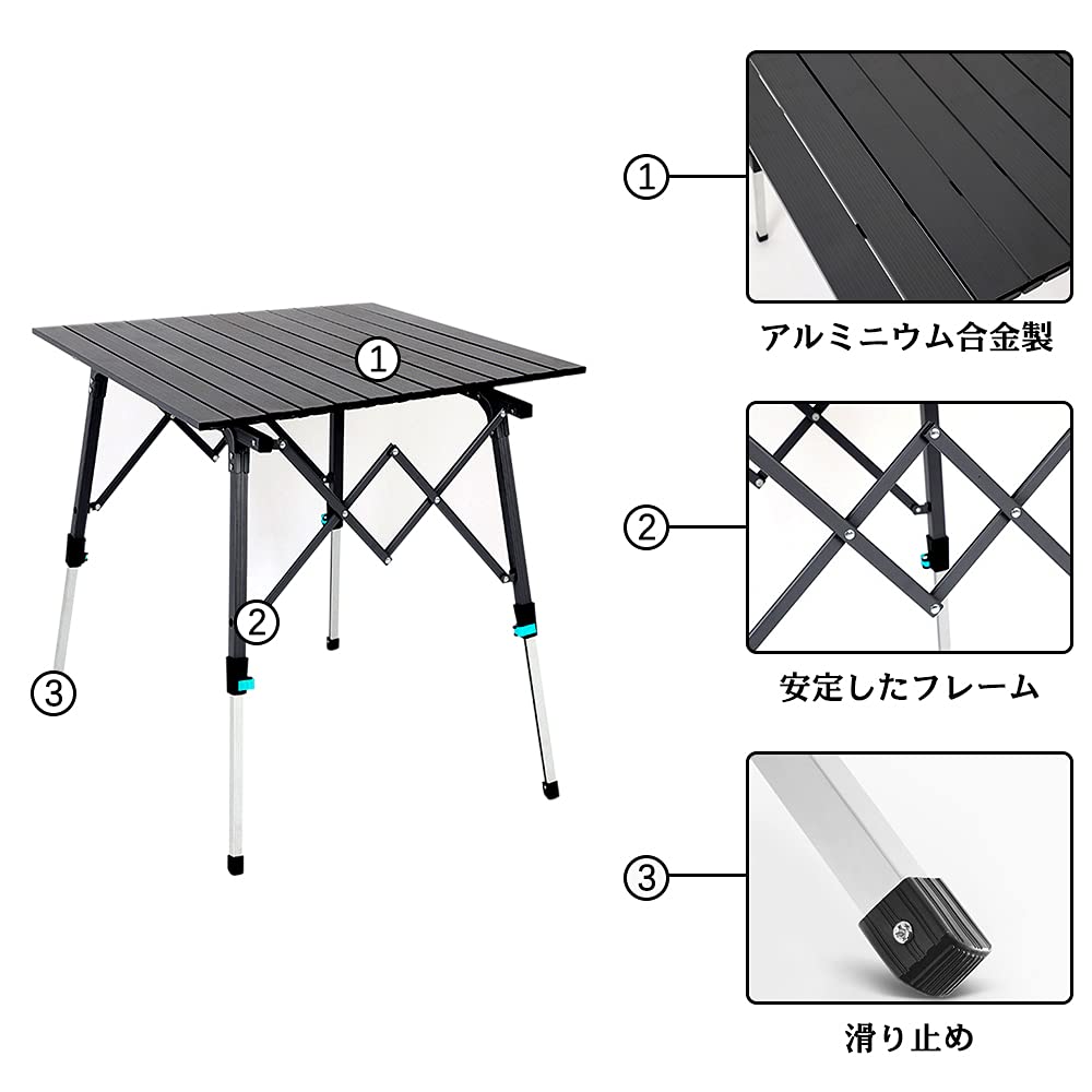 Camp アウトドア テーブル 高さ調整可能 ガスコンロ　 折りたたみ ◆現状品 Amazon | DesertFox キャンプテーブル アウトドア テーブル