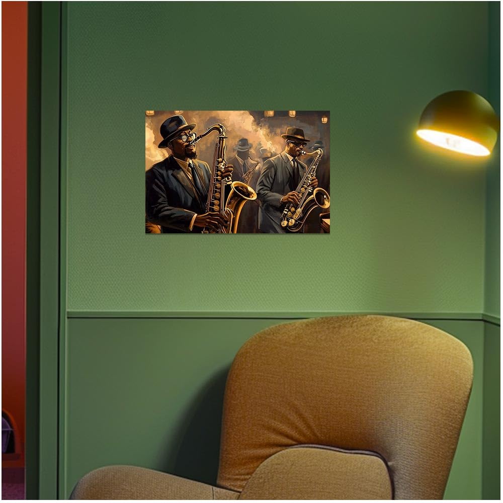 アート・デザイン・音楽 Black Male Amazon.com: ZXHYWYM African American Wall Art Music Jazz