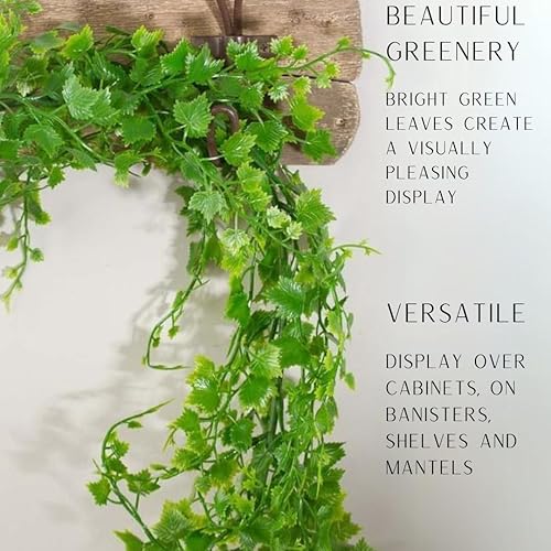 Miniatura 2 de Guirnalda de helecho de culantrillo de vinilo resistente a la intemperie, vegetación falsa para decoración de interiores o exteriores (69 pulgadas