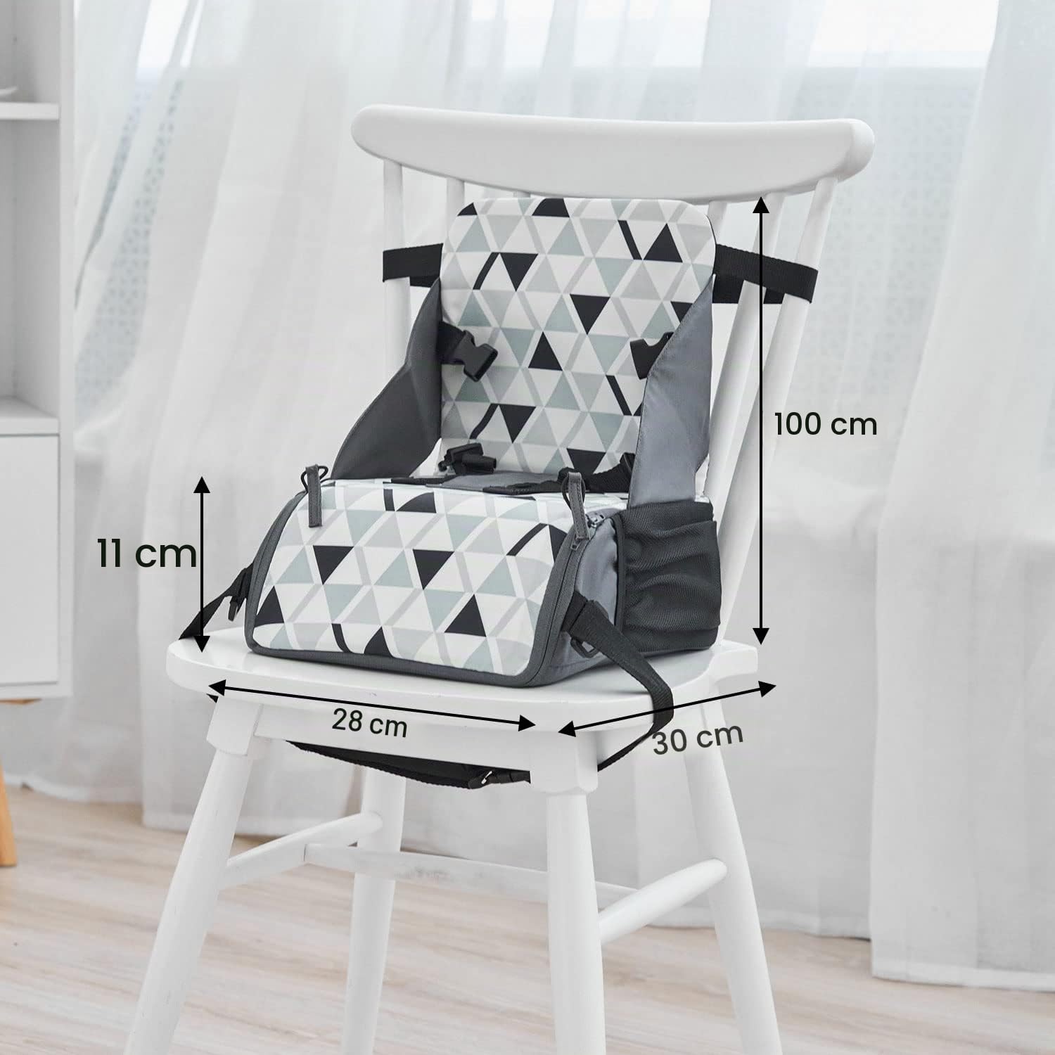 PandaEar Sitzerhöhung Stuhl Kind Hochstuhl Sitz Klappbar Baby Essen Stuhl Tischsitz Sitzkissen mit Einstellbaren Gurten für Outdoor Camping Baby