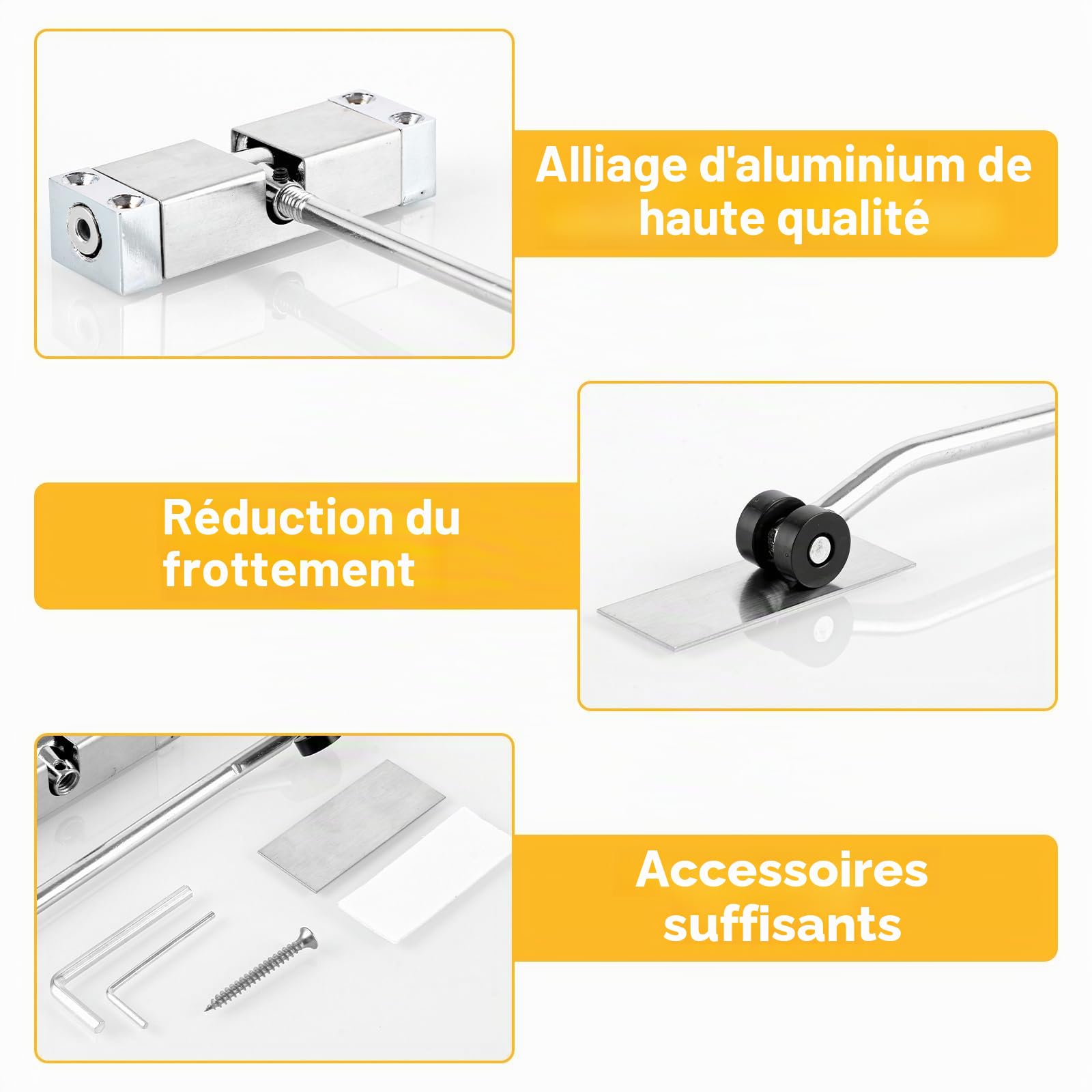 Lot de 2 Ferme Porte Automatique Alliage d'aluminium, 20-40KG Groom Fermeture Porte avec Ressort Réglable pour La Maison, Le Bureau, La Chambre