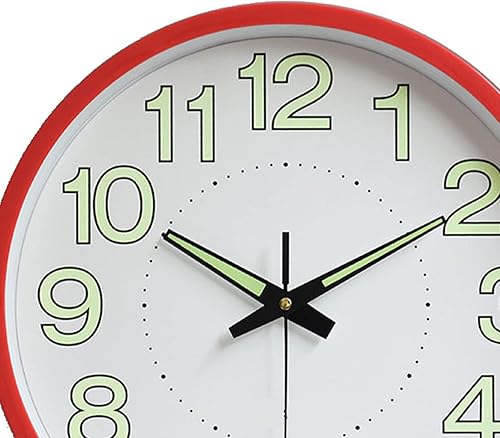 Miniatura 6 de Reloj de pared redondo, fácil de leer, movimiento silencioso luminoso, reloj de pared luminoso de 12 pulgadas, reloj de cuarzo moderno para sala de