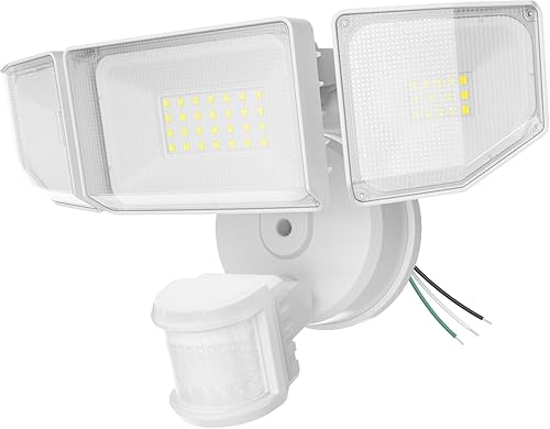 Luces LED de seguridad de 85 W, luz con sensor de movimiento para exteriores, 8500 lm del atardecer al amanecer, IP65 impermeable, 6500 K, luz de