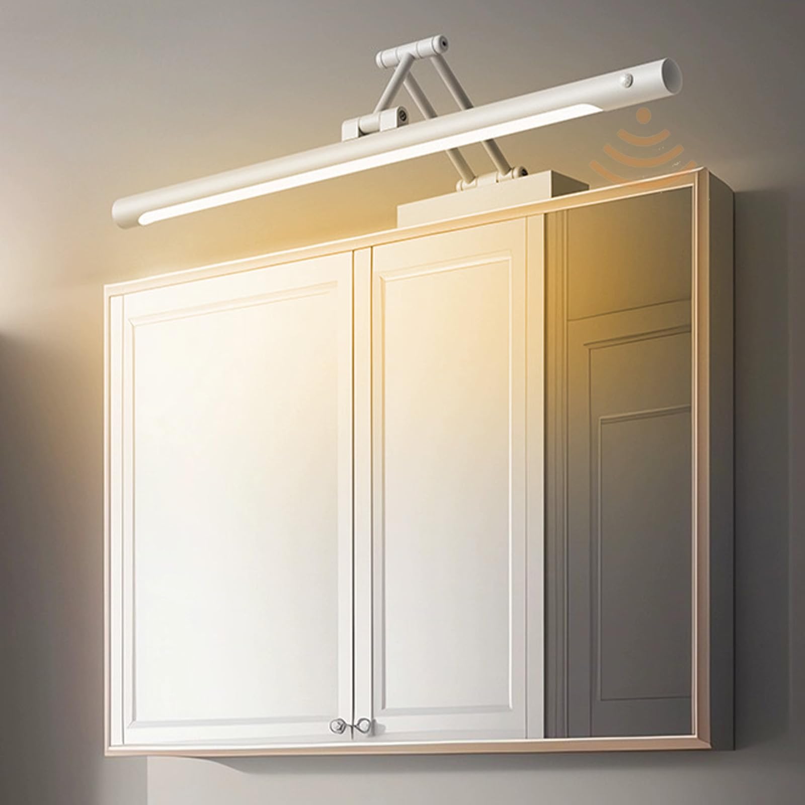 LED Spiegel Lampe Badezimmer Wandleuchte mit Bewegungsmelder Modern Wandleuchten Faltbar Drehung Wasserdicht Wandbeleuchtung Wohnzimmer Schminktisch Schlafzimmer (Lumière Chaude Blanche,60cm)