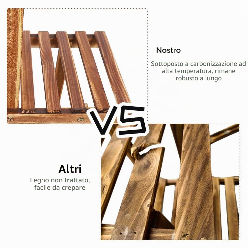 medla Porta piante in legno, scaffale per piante a 9 ripiani, scaffale per fiori decorativo per giardino, terrazza, balcone, soggiorno, 115 x 25 x 96,5 cm