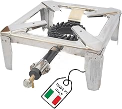 MOHOME Fornellone Gas Esterno Premium Quality Campeggio Acciaio Inox 40 x 40 x 19 cm Bruciatore Ghisa Metallo Pentole Pesanti Portatile Made in Italy