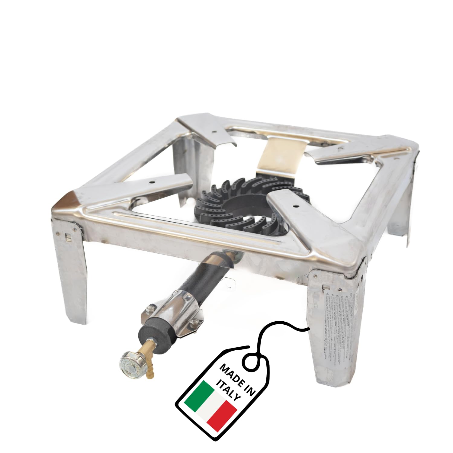 Fornellone Gas Esterno Premium Quality Campeggio Acciaio Inox 40 x 40 x 19 cm Bruciatore Ghisa Metallo Pentole Pesanti Portatile Made in Italy