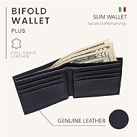 Vista 2 de Maruse Cartera plegable delgada de cuero minimalista para hombre marino Minimalista