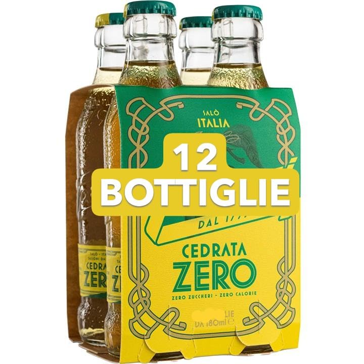 Cedrata Zero Bibita Analcolica, Zero Zuccheri, Zero Calorie, 180ml, 12 Bottiglie