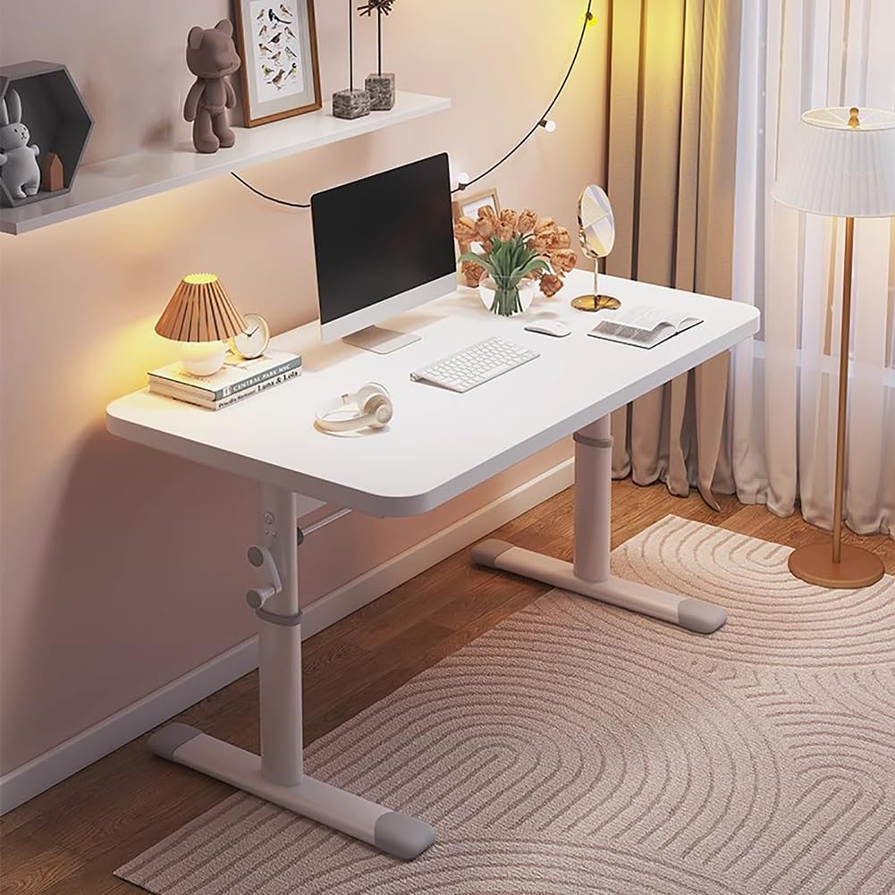 CGCSYZ Height Adjustable Desk, Standing Computer Table, Manual Lift Office Desk, Home Study Table, White, 100cm, Ergonomic Design for Comfort and Productivity (Bianco 100cm)