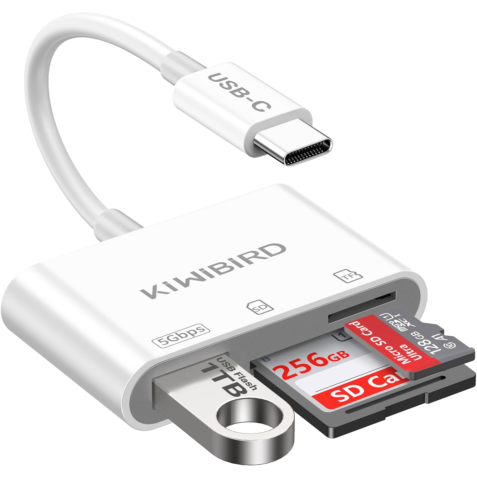KiWiBiRD SD Card Reader USBC, USB C Memory Card Reader, Micro SD to Type C Adapter for SDHC SDXC TF MicroSD Compatible with iPhone 16 15 Plus Pro Max Mac MacBook Air iPad iMac, Galaxy S24 S23 Android