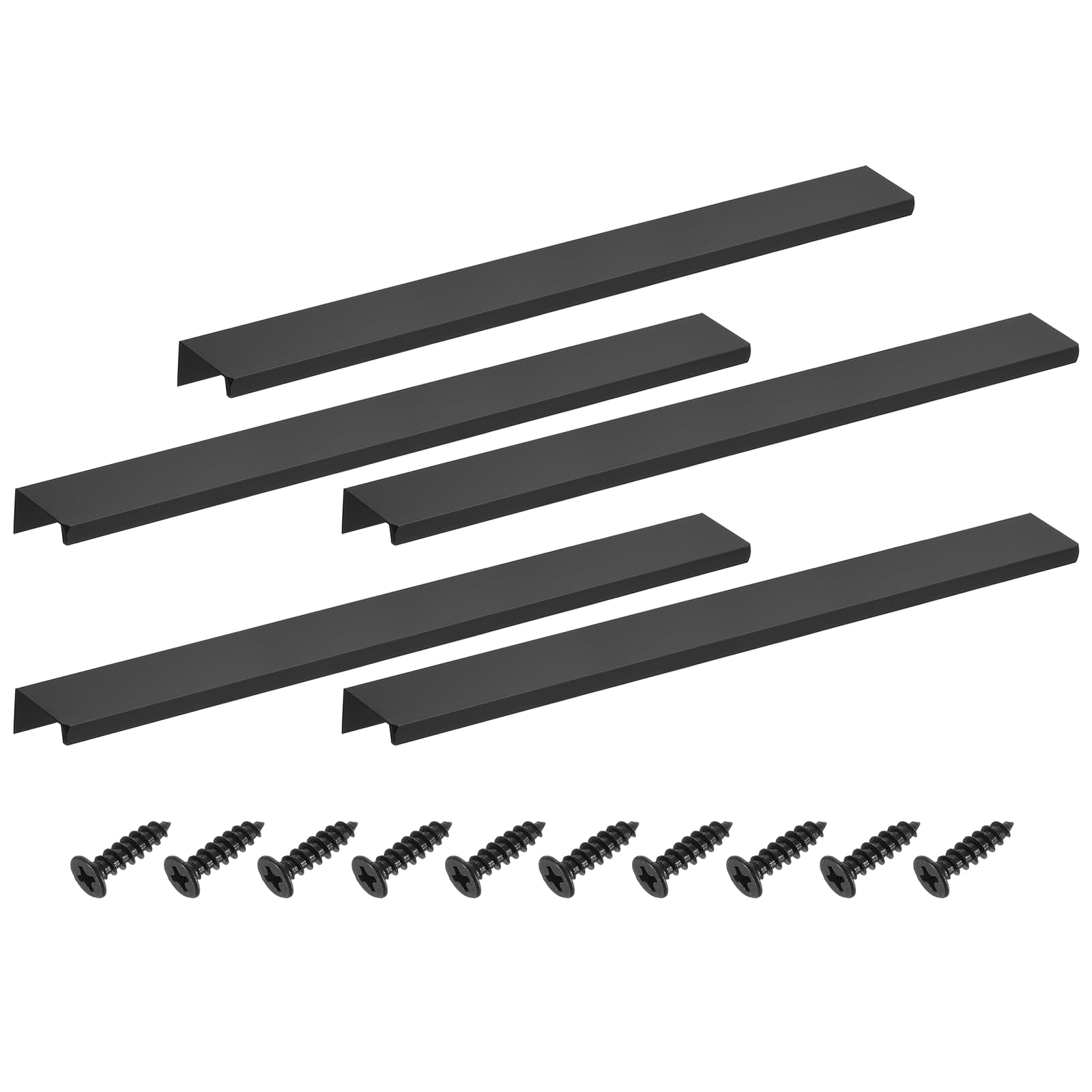 Poignées cachées en aluminium noir de 300 mm pour vos meubles de cuisine Lot de 5