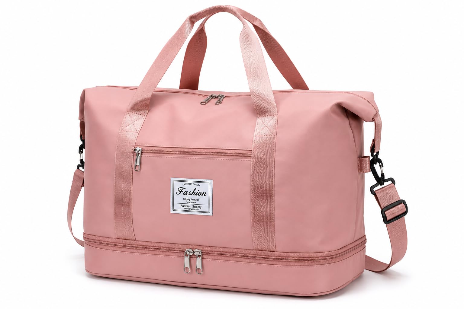 Expandable Travel Bag for Women, Foldable Duffle Bag with Shoe Compartment, Lightweight Carry On Travel Luggage, Hospital Delivery, Gym & Weekend Overnight Tote - Pink-image-49