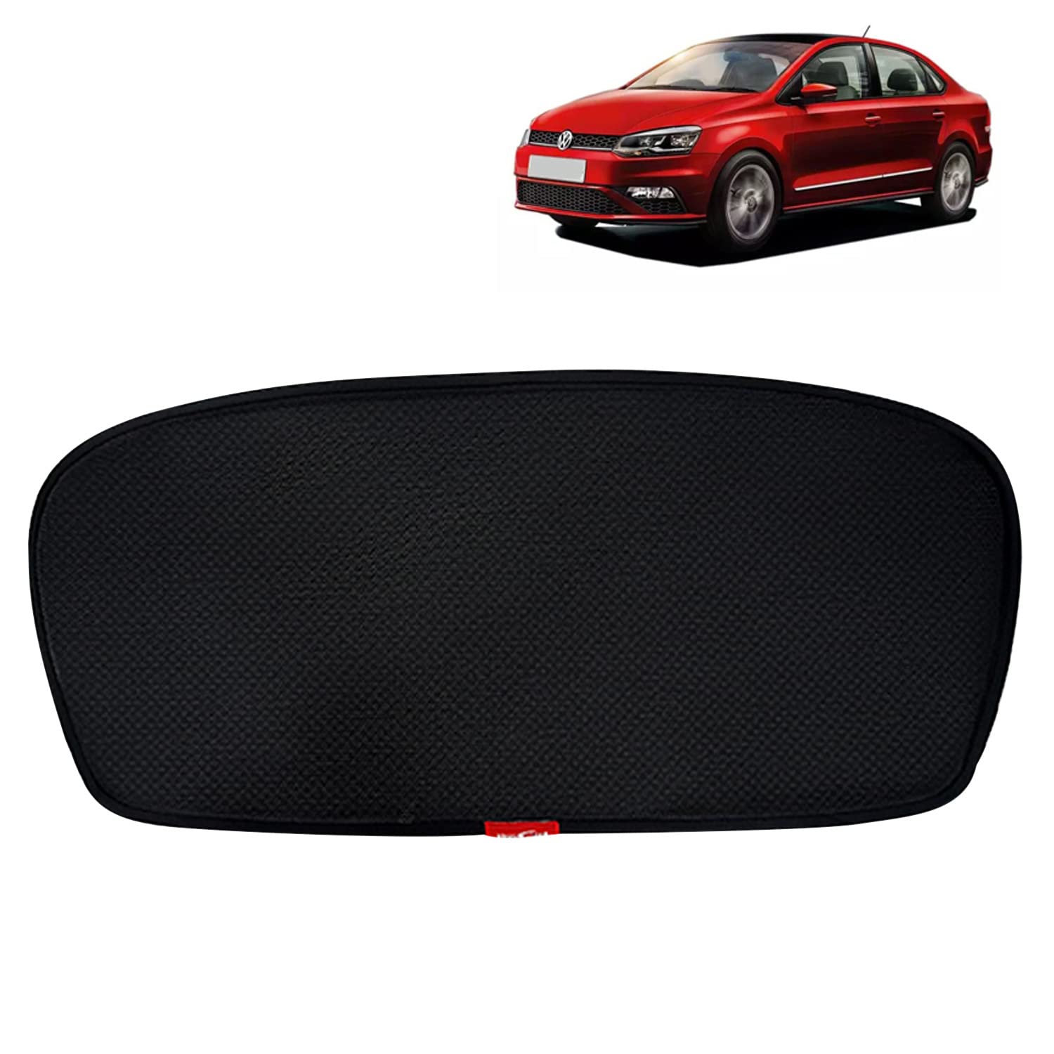 Kingsway Rear Windsiled Sun Shades/Curtains, Suitable for Volkswagen Vento, Model Year : 2017 Onwards, Color : Black, Cotton Mesh, 1 Piece