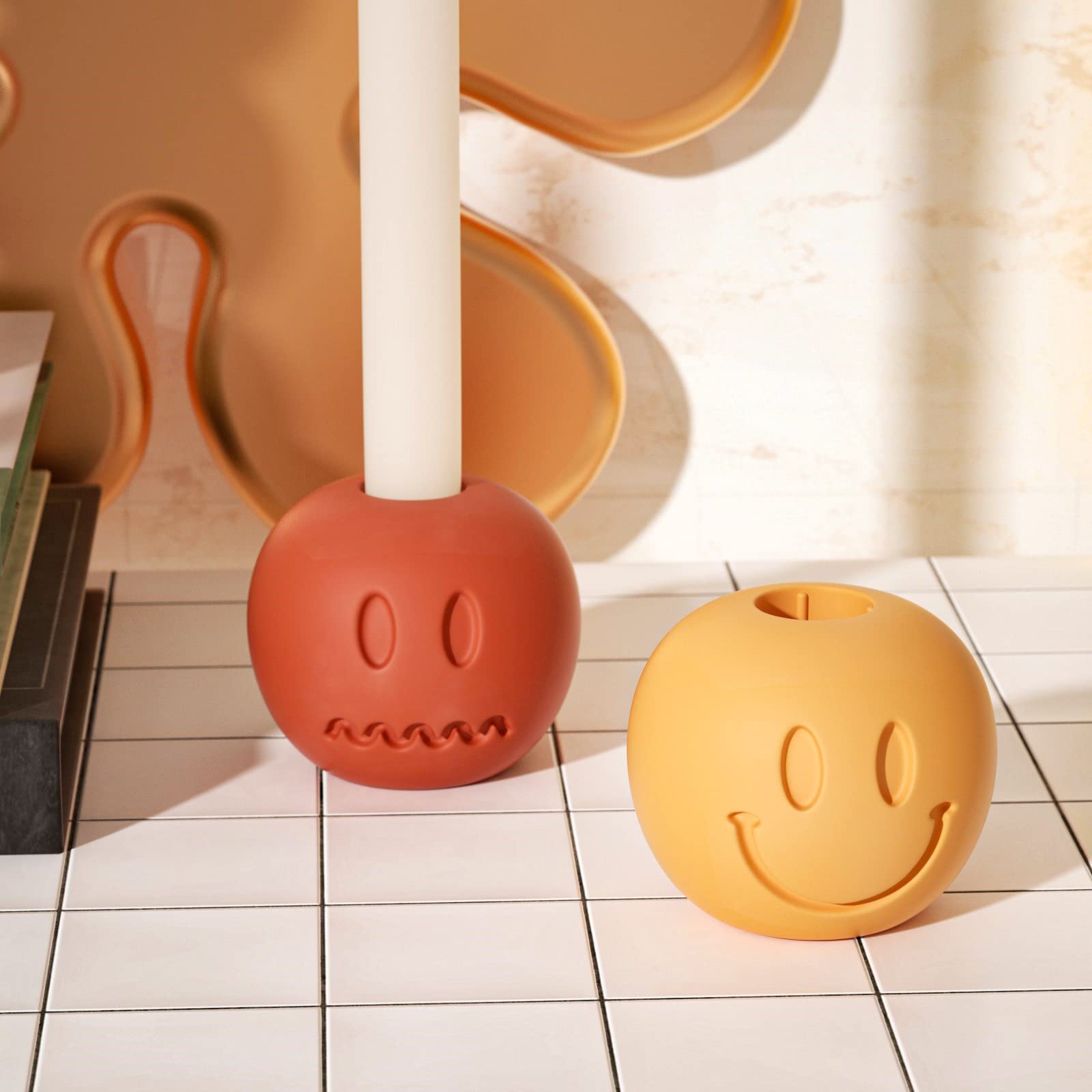 Boowan Nicole Candle Holder Mold Concrete Silicone Candlestick Moulds for Handmade Home Decorations